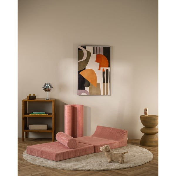 Rožinės spalvos iš kordinio velveto vaikiškas krėslas Flipster – Wigiwama-image-1