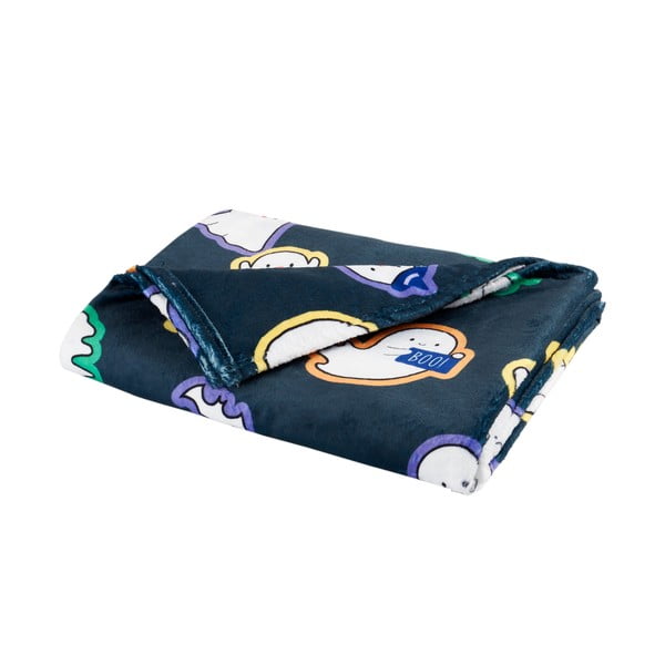 Juodos spalvos iš mikropliušo antklodė ir pledas su Helovyno motyvu 130x170 cm Halloween Ghosts – Catherine Lansfield