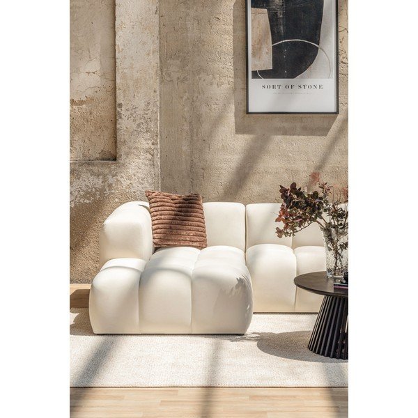 Kreminės spalvos iš velveto kampinė sofa (su dešiniuoju kampu/su gultu) Cube – Bonami Selection-image-2