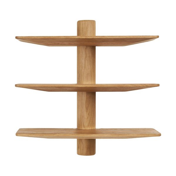 Šviesios natūralios spalvos iš ąžuolo masyvo kelių aukštų sieninė lentyna 55 cm Calcata – House Nordic-image-3