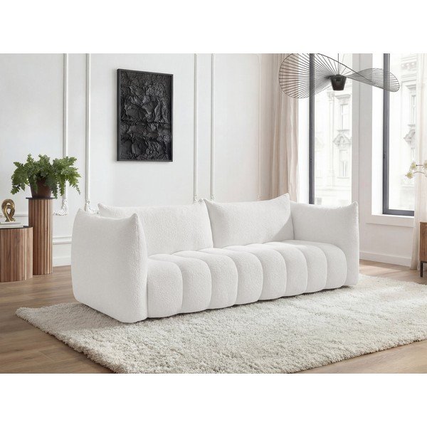 Baltos spalvos sofa iš boucle 286 cm Azra – Bobochic Paris-image-1