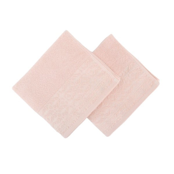 2 lašišų rožinės spalvos "Zarif" rankšluosčių rinkinys, 50 x 90 cm