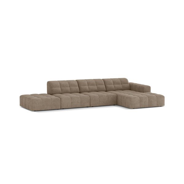 Smėlio spalvos kampinė sofa iš šenilinio audinio (su dešiniuoju kampu/su gultu) Chicago – Cosmopolitan Design-image-1