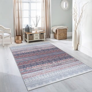 Skalbiamas kilimas violetinės spalvos/pilkos spalvos 80x200 cm Vintage Stripe – Mila Home