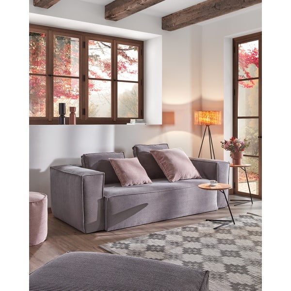 Šviesiai pilka aksominė otomanė Kave Home Blok-image-4