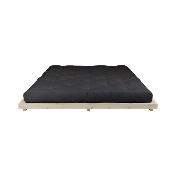 Pušies medienos dvigulė lova su čiužiniu Karup Design Dock Comfort Mat Natural Clear/Black, 180 x 200 cm