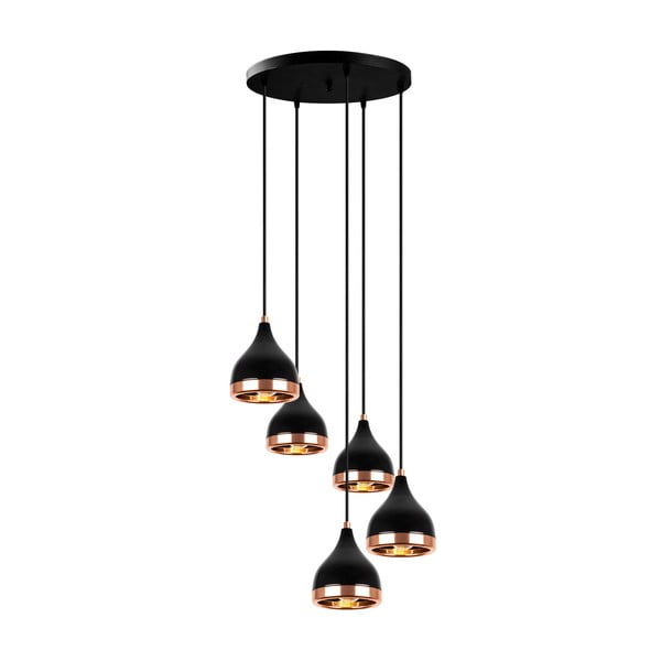 Kabantis šviestuvas juodos spalvos/vario spalvos ø 43 cm su metaliniu gaubtu Yildo – Opviq lights