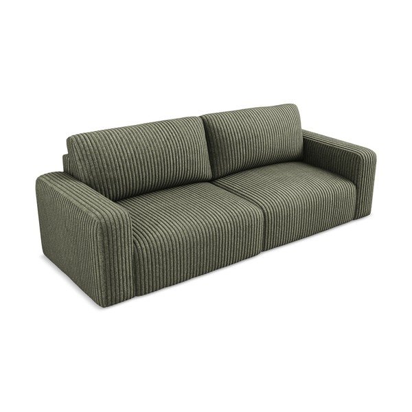 Žalios spalvos sulankstoma/su sandėliavimo vieta sofa iš kordinio velveto 252 cm Kona – Makamii-image-3