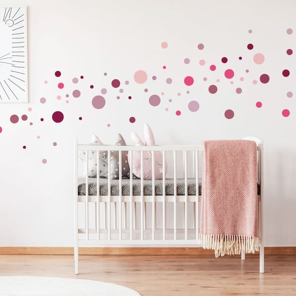 100 rožinės spalvos sienų lipdukų rinkinys Ambiance Round Stickers-image-1