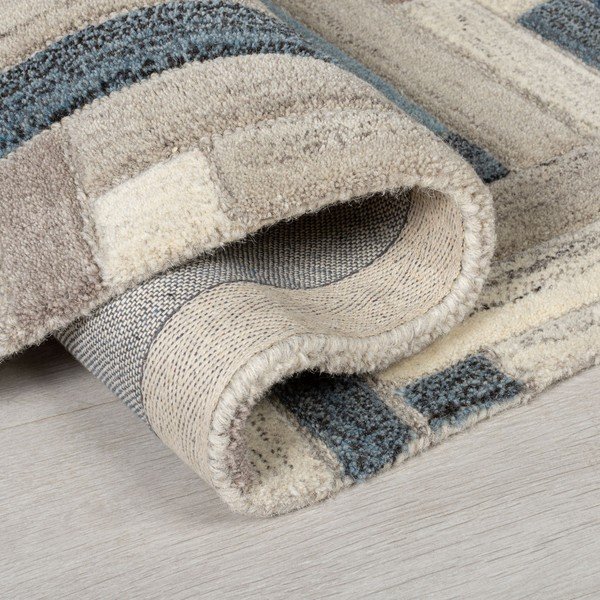 Pilkos ir mėlynos spalvos vilnonis kilimas Flair Rugs Russo, 160 x 230 cm-image-1