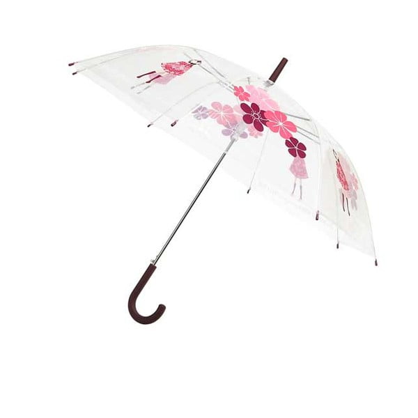 Skaidrus "Ambiance Pink Flowers" skėtis, ⌀ 103 cm