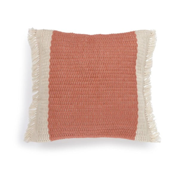 Oranžinės ir baltos spalvos pagalvėlės užvalkalas iš perdirbto plastiko Kave Home Isaura, 45 x 45 cm