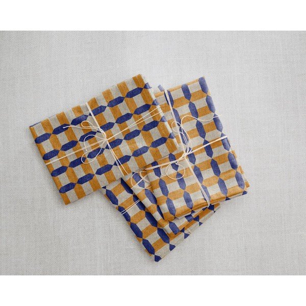4 lininių servetėlių rinkinys Really Nice Things Orange Geometric, 43 x 43 cm-image-2