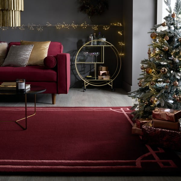 Rankų darbo bordo spalvos iš vilnos kilimas 120x170 cm Gatsby – Flair Rugs-image-2