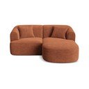 Terakotos spalvos kampinė sofa iš kordinio velveto (su dešiniuoju kampu/su gultu) Campi – Cosmopolitan Design