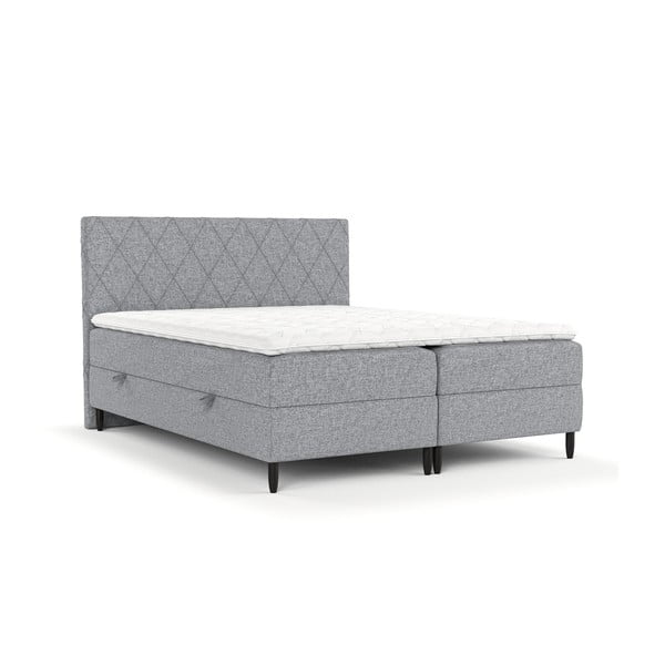 Spyruoklinė lova pilkos spalvos su sandėliavimo vieta 200x200 cm Gwen – Maison de Rêve