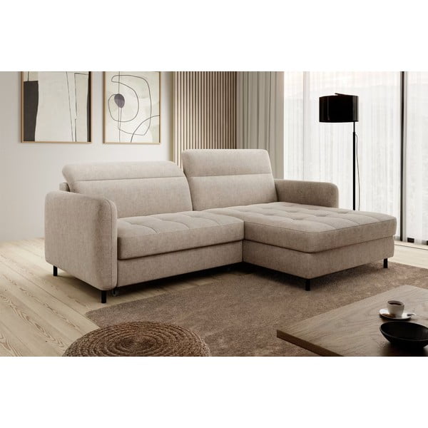 Smėlio spalvos kampinė sofa (su dešiniuoju kampu/su gultu) Gomsi – ELTAP-image-3