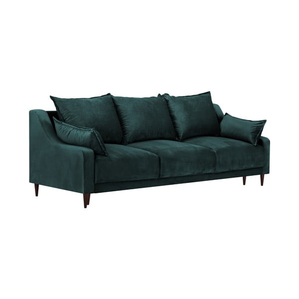 Mėlynai žalia aksominė sofa-lova su patalynės dėže Mazzini Sofas Freesia, 215 cm-image-2
