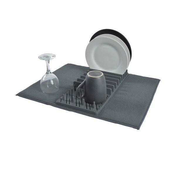 Pilkos spalvos iš plastiko indų džiovinimo padėkliukas 50x38 cm – Homéa-image-1