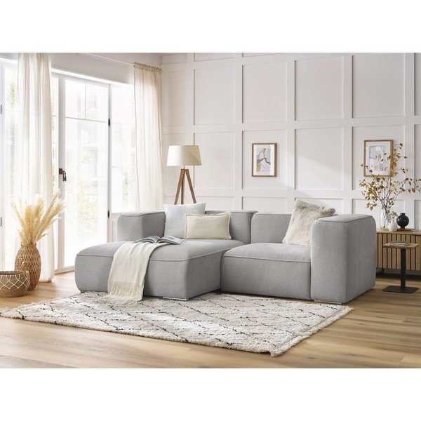 Iš boucle kampinė sofa šviesiai pilkos spalvos (su kairiuoju kampu) Zephyr – Bobochic Paris-image-1