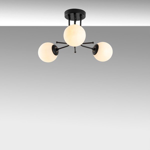 Lubinis šviestuvas juodos spalvos ø 15 cm su stiklo gaubtu Daisy – Opviq lights-image-4