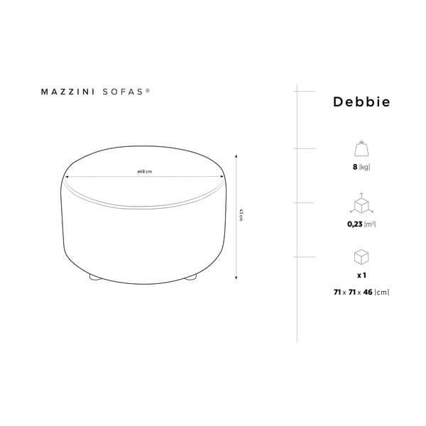 Smėlio spalvos pufas Mazzini Sofos Debbie, ø 68 cm-image-3