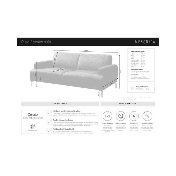 Tamsiai ruda odinė sofa MESONICA Puzo, 170 cm-image-4
