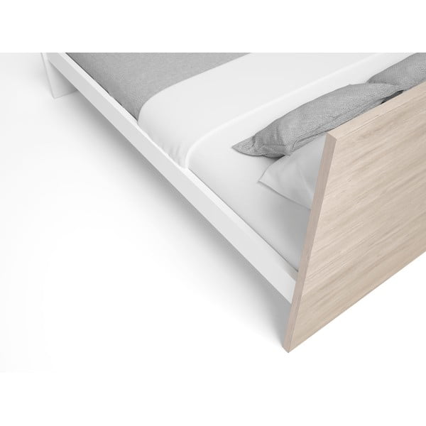 Balta/natūrali dvigulė lova iš ąžuolo 160x200 cm Sahara - Marckeric-image-4