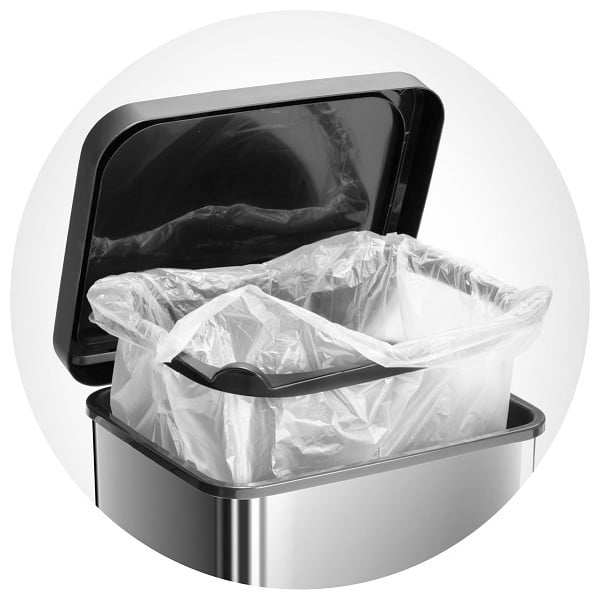 Sidabrinės spalvos iš plastiko šiukšliadėžė su pedalu 40 l Paso – Rotho-image-2