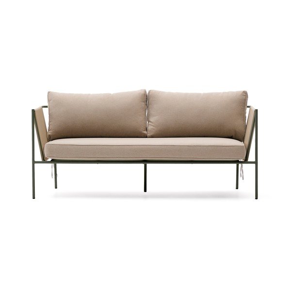 Žalios spalvos/smėlio spalvos iš audinio sodo sofa Zivia – Kave Home