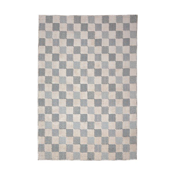 Skalbiamas mėlynos spalvos iš medvilnės mišinio kilimas 155x230 cm Muted Checkerboard – Flair Rugs