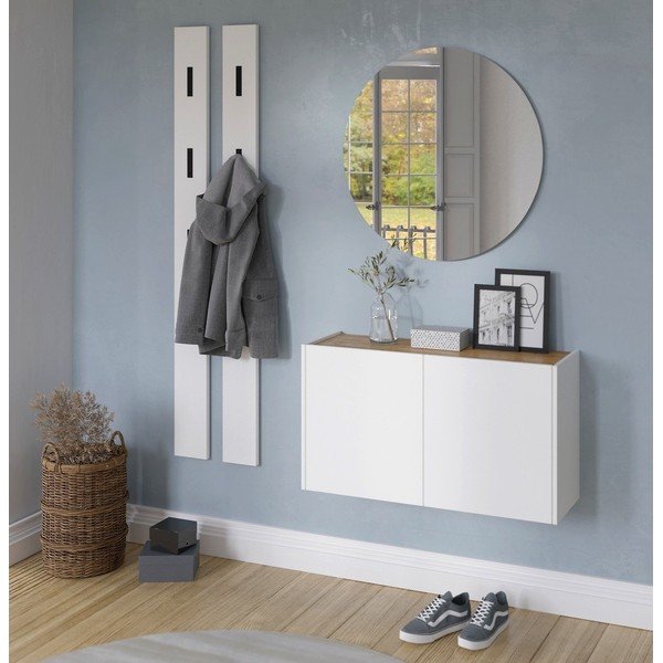 Baltos spalvos pakabinama spintelė iš ąžuolo 93x52x29 cm Libbiano – Germania-image-1