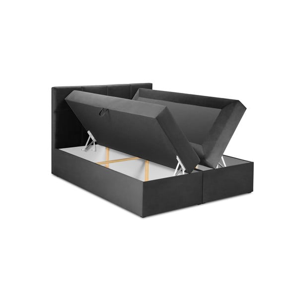 Tamsiai pilka aksominė dvigulė lova Mazzini Beds Mimicry, 180 x 200 cm-image-3