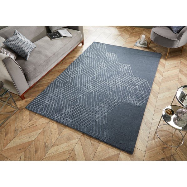 Mėlynos spalvos vilnonis kilimas Flair Rugs Diamonds, 160 x 230 cm-image-4