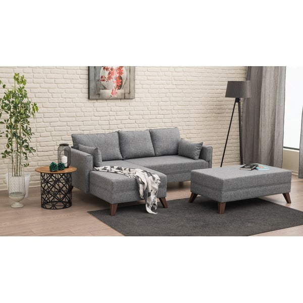 Kampinė sofa pilkos spalvos (su kairiuoju kampu) Bella – Balcab Home-image-2