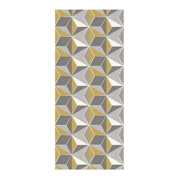 Floorita Dice Ochra pilkos ir geltonos spalvos kilimėlis, 60 x 240 cm