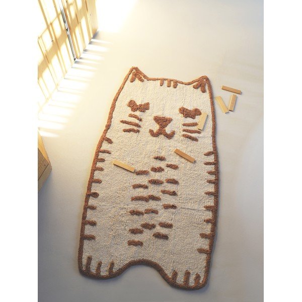 Skalbiamas/rankų darbo iš medvilnės vaikiškas kilimas kreminės spalvos 65x120 cm Little Charlie – Nattiot-image-3