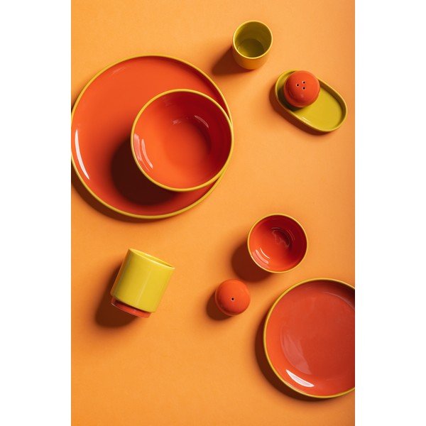 Žalios spalvos/oranžinės spalvos desertinė iš akmens masės lėkštė ø 18 cm Duo – ONA-image-1