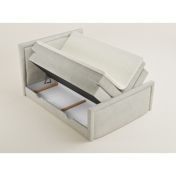 Kreminės spalvos spyruoklinė lova su sandėliavimo vieta 200x200 cm Fresco – Maison de Rêve-image-3