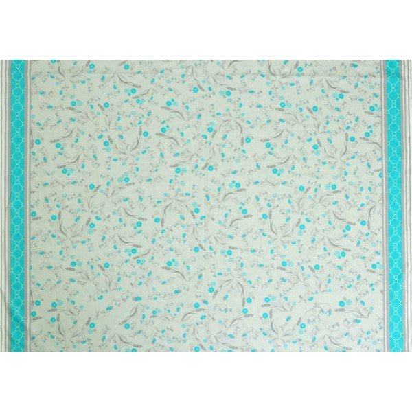 Balta ir mėlyna medvilninio satino dvigulė patalynė 200x220 cm Turqiouse Flowers -image-1