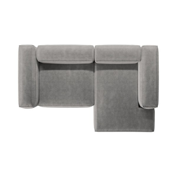 Šviesiai pilkos spalvos iš kordinio velveto kampinė sofa (su dešiniuoju kampu/su gultu) Bergamo – Cosmopolitan Design-image-3