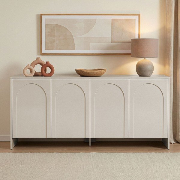 Kreminės spalvos šoninė spintelė 180x80x45 cm Arlen  – Kalune Design-image-1