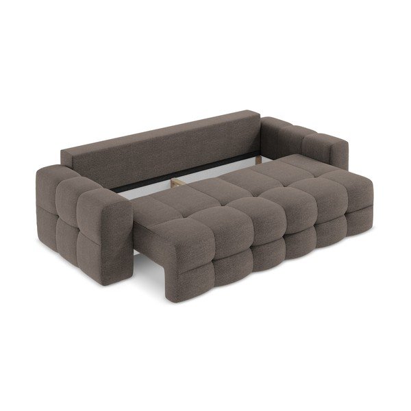Rudos spalvos iš boucle sulankstoma sofa 255 cm Milu – Makamii-image-3