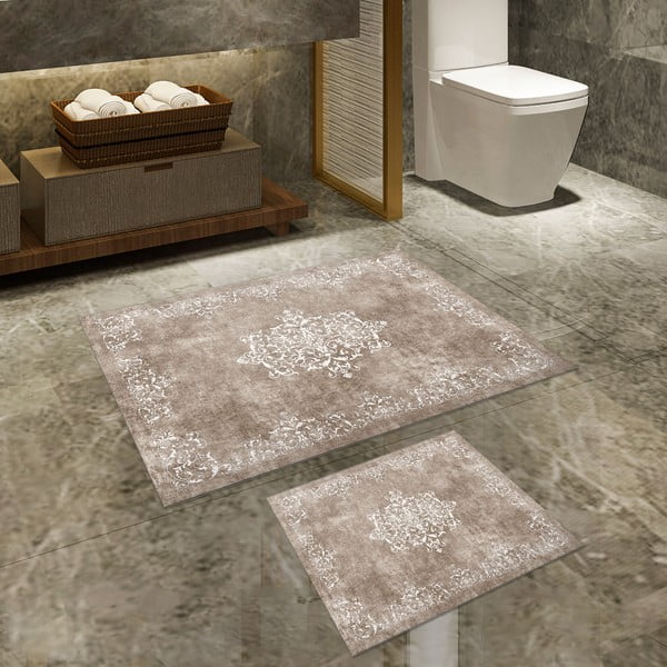 Pilkos spalvos/taupe spalvos vonios kilimėliai 2 vnt. 60x100 cm – Foutastic-image-2