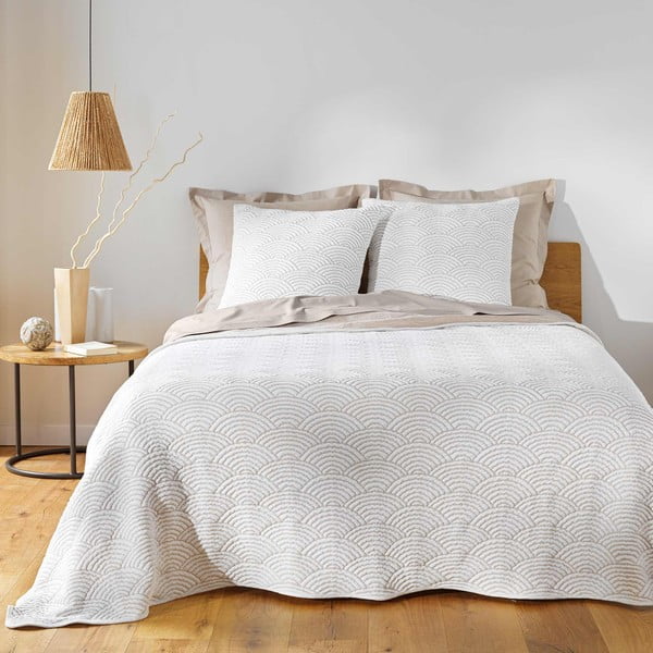 Baltos spalvos/smėlio spalvos iš Jersey audinio lovatiesės ir pagalvės užvalkalų rinkinys 220x240 cm Cassandra – douceur d'intérieur-image-1