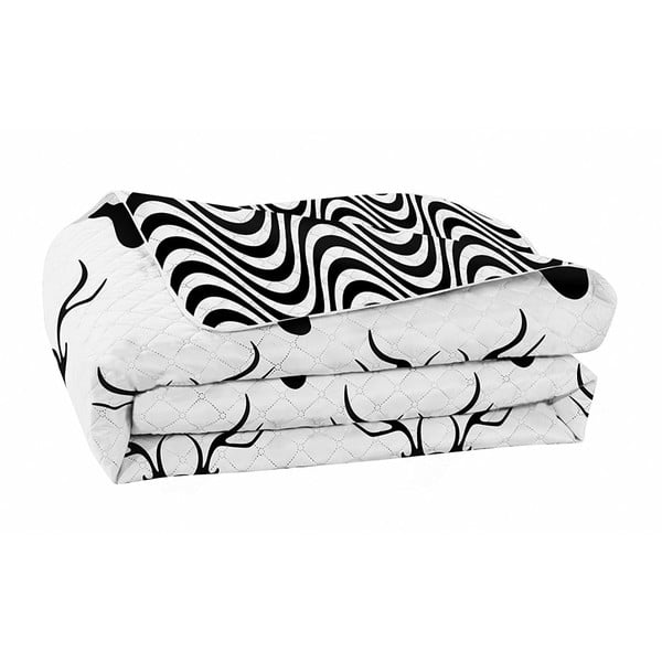 Juodai balta dvipusė mikropluošto lovatiesė DecoKing Hypnosis Deerest, 220 x 240 cm