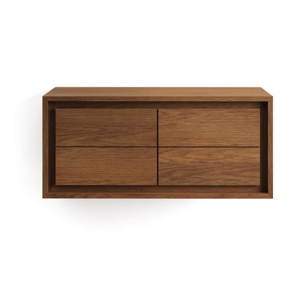 Tamsiai rudos spalvos iš tikmedžio masyvo pakabinama spintelė po kriaukle 90x40 cm Kenta – Kave Home