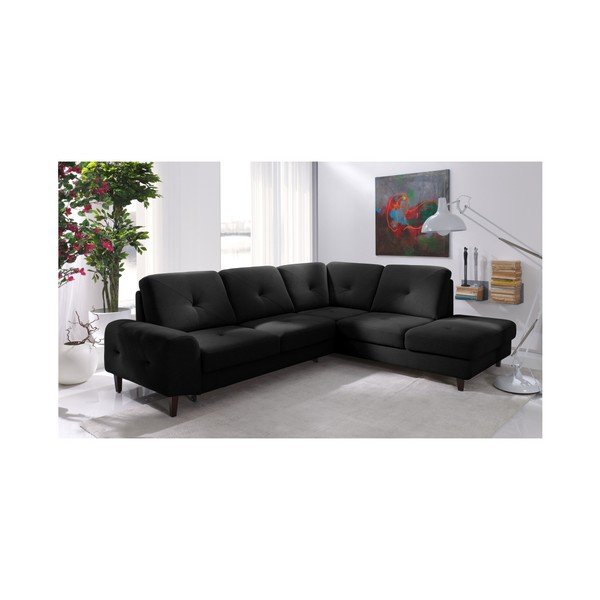 Juoda kampinė sofa-lova "Windsor & Co. Sofos Beta, dešinysis kampas-image-4