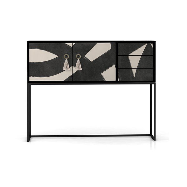 Žema šoninė spintelė juodos spalvos/smėlio spalvos 113x92 cm Freya – Really Nice Things