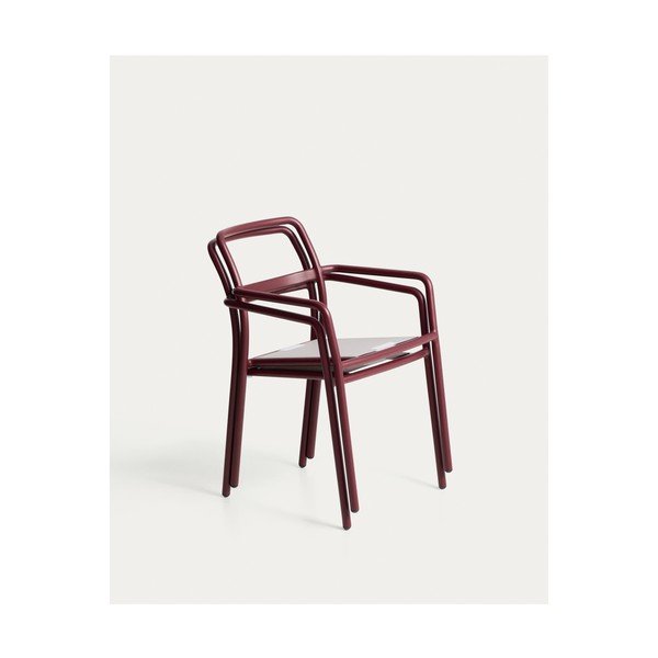 Bordo spalvos paminkštinto audinio sodo kėdė Linosa – Kave Home-image-3